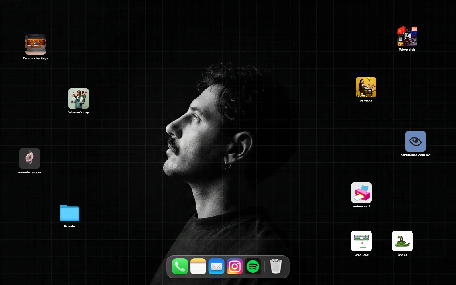 Il desktop di ticouhana.com con le cartelle dei miei lavori